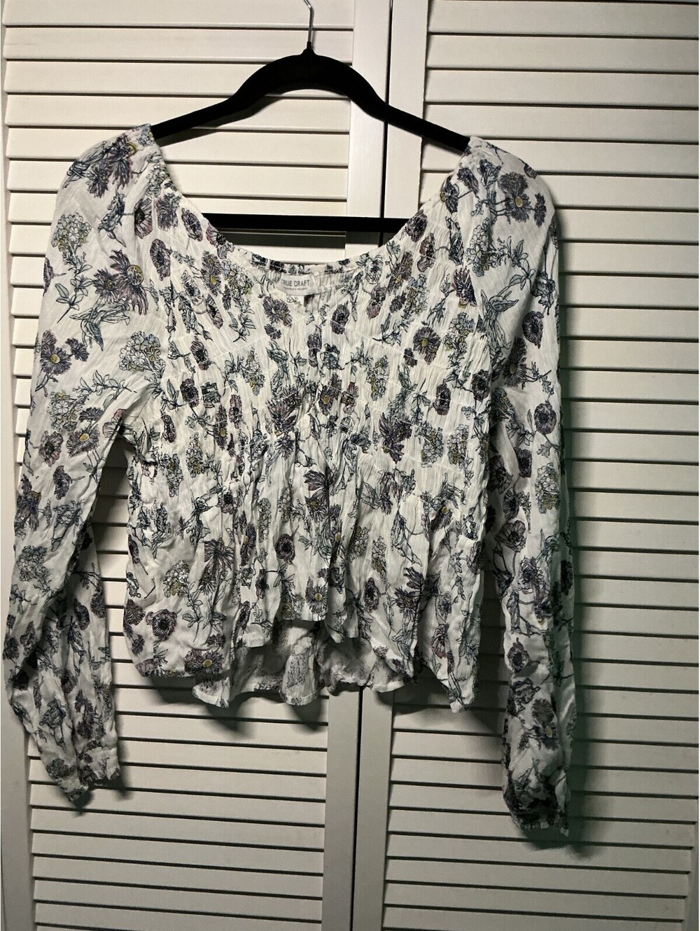 True Craft Bohemian Hippie Cottagecore Smocked Cropped Top Juniors Size XL #240